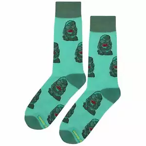 NWT Black Lagoon Creature Dress Socks Novelty Men 8-12 Green Crazy Fun Sockfly - Picture 1 of 4