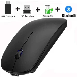 BLACK Bluetooth 2.4GHz dual mode Mouse Wireless Slim Rechargeable PC Laptop USA - Picture 1 of 6