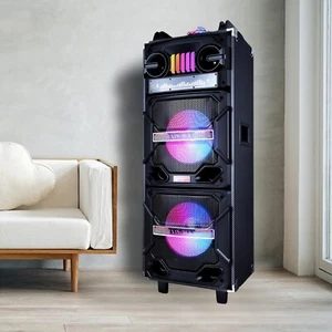 Haut-parleur Bluetooth 4 500 W double caisson de basses 10" système de sonorisation basse lourde fête et micro - Photo 1 sur 12