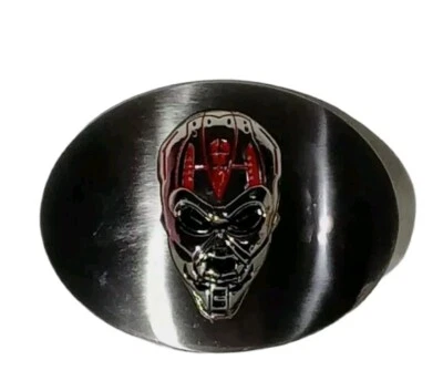 Пряжка для ремня с черепом серебристая с черными и красными акцентами ремень не входит в комплект - Изображение 1 из 3
