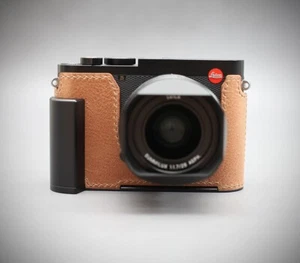 LIM'S Genuine Leather Half Case Metal Grip Dovetail For Leica Q3 Q3 43 Tan Brown - Picture 1 of 10