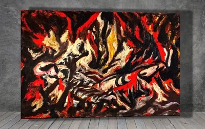 Jackson Pollock La Llama LIENZO PINTURA ARTE IMPRESIÓN PÓSTER DE PARED 1901 Foto 1 de 4