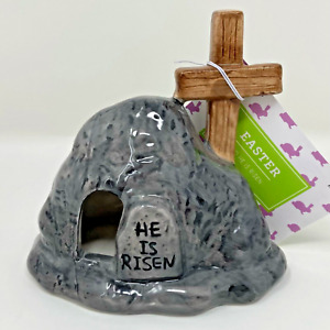 Hobby Lobby Easter Ceramic He Is Risen Rock Light Up with Cross Decor New