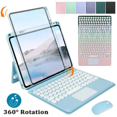 Rotation Case For iPad 7/8/9/10th Gen Air 3 4 5 6 Pro 11 Touchpad Keyboard Mouse - Image 1 of 4