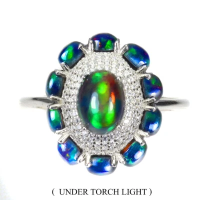 Anillo de plata de ley 925 ovalado ópalo negro 8x6 mm piedras preciosas naturales joyería tamaño 8 Foto 1 de 4