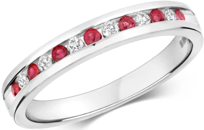9ct gold ruby ring diamond channel set eternity size o 9 carat white gold new - Image 1 of 4