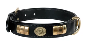 STAFFY STAFFORDSHIRE LEATHER DOG FACE COLLAR BLACK COLOUR WITH BRASS FITTING - Picture 1 of 4