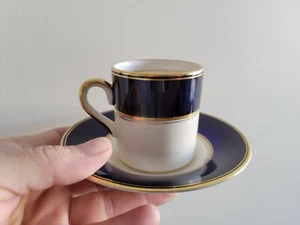 Vtg Fondeville Ambassador Ware England Cobalt Blue Gold Rim Demitasse Saucer Cup - Picture 1 of 9