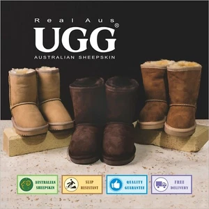 UGG Real Aus 100% Australian Sheepskin Wool Children/Kids Classic Short Boots - Picture 1 of 10
