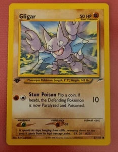 1st Edition Gligar 67/105 Neo Destiny Set Vintage Pokemon Card mint very sharp - Picture 1 of 2
