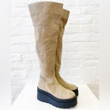Free People || London Calling Platform Wedge Over-the-Knee Boots Tan Beige 39.5
