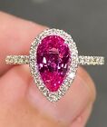 Exceptional Unheated 3 Ctw Neon Pink Sapphire 925 Sterling Silver Engagement Rin