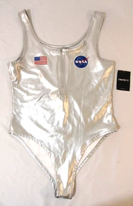 Body NASA Forever 21 de una pieza espacio exterior plateado talla grande nuevo con etiquetas - Imagen 1 de 9