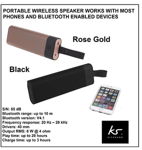 KitSound BOOMBAR+ Portable Universal Wireless Speaker - Black or Rose Gold - Picture 1 of 11