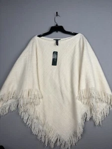 LAUREN RALPH LAUREN Poncho Women’s One Size Cream Sweater Wool Blend 4204 - Picture 1 of 11