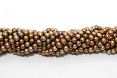 Bronze Copper Freshwater Pearls Potato Shaped 4mm, 0.5mm hole, 16" Str. - Image 1 of 2