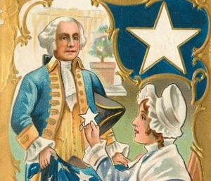 Antike George Washington fünfzackige Sterne geprägte Postkarte patriotisch 1909 - Bild 1 von 3