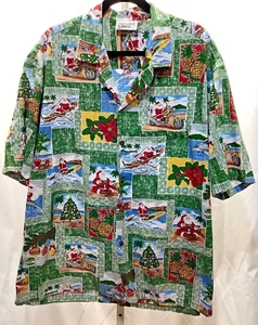 Pacific Legend Hawaiian Shirt 2X - Santa on Motorcycle Dolphin Paddle Board - Picture 1 of 5