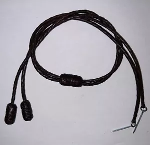 LEATHER ~ STAMPEDE STRING ~ LARGE OVAL KNOTS ~ COTTER PINS - ALL DARK BROWN - Picture 1 of 5