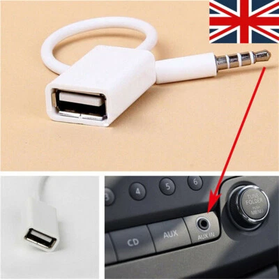3.5 mm Male AUX Audio Plug Jack To USB 2.0 Female Converter Cord Cable Car MP3 - Image 1 of 4
