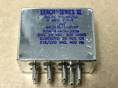 (1 PC) LEACH  M83536/1-019M  Relay DPDT 5A 28VDC 500Ohm Socket  X-A1A-300M - Image 1 of 4