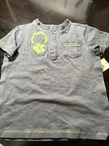 Boy’s Grey Lime Paint Cotton Casual Summer Pocket Seams Buttons Size 4T T-shirt - Picture 1 of 11