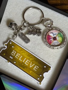 BELIEVE Polar Express Key Ring Charm Set Train Watch Jingle Bell Film Inspired - Picture 1 of 10