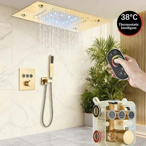 LED Thermostat Unterputz Duscharmatur 49*35cm Kopfbrause Edelstahl Duschsystem - Bild 1 von 17