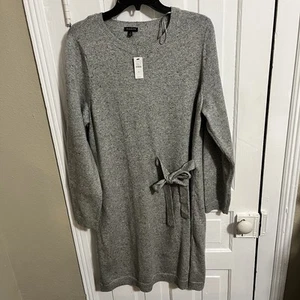 Talbots Tweed Side Tie Sweater Dress Gray Extra Large XL A2 - Picture 1 of 6