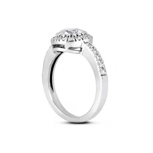 0.95ct I-VS2 Round Earth Mined Certified Diamonds 14k Gold Halo Engagement Ring - Picture 1 of 6