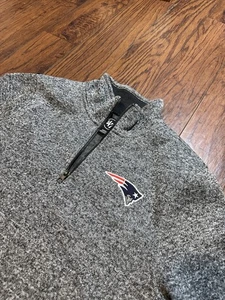 NFL ‘47 Brand New England Patriots Fleece Mens M Gray 1/4 Zip Embroided Logo - Picture 1 of 7