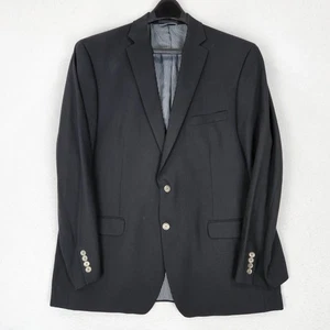 Calvin Klein Jacket Mens 46R Black Wool Blend Two Button Blazer Suit Coat Career - Picture 1 of 13