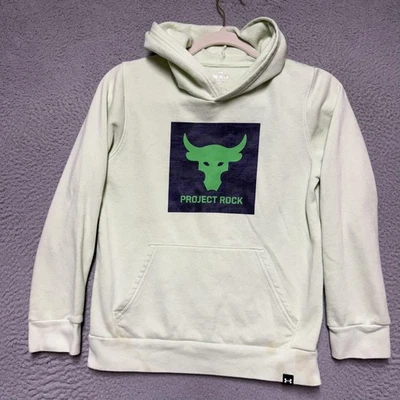 Under Armour Project Rock Hoodie Youth Medium Green Pullover Sweatshirt *Stained - Image 1 of 4