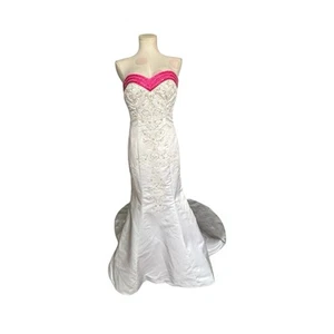 CLEANOUT $ - Tags Alfred Angelo Embroidered Mermaid Wedding Dress with pink - 6 - Picture 1 of 24