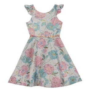 Rare Editions Girl’s Floral Print Brocade Dress Size 6 - Picture 1 of 1