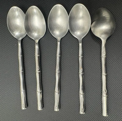 Set Of 5 Teaspoons Hampton Silversmiths BAMBOO Stainless Steel 7" B - Image 1 of 4