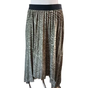 By Malene Birger gonna plissettata verde kaki stampa vita elasticizzata 12 UK 40 - Foto 1 di 11