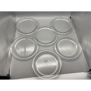 Vintage 6pc Bormioli Rocco Vitrosax Italy Round Plates Clear Glass 9.5”Dia *READ - Picture 1 of 17