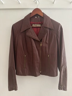 VTG 60s / 70s Women’s Sz XS / S Leather Jacket Brown Fitted Motorcycle Size 11   - Image 1 of 4