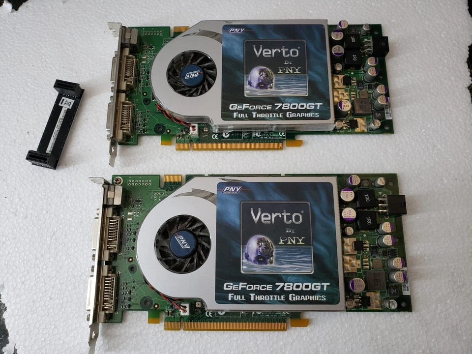 Lot of 2x NVidia GeForce 7800 GT PCIe 256MB GDDR3 Graphics Video Card GPU (GF... - Image 1 of 4