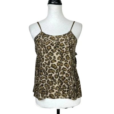 Helmut Lang XS Leopard Animal Print 100% Silk Wrap Tie Slip Tank Top - Image 1 of 4