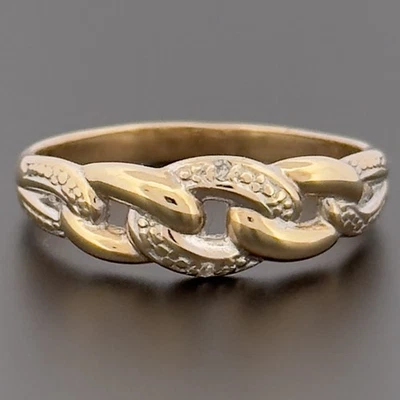 Anillo estilo eslabón de cadena de diamantes de oro amarillo de 9 quilates talla M Foto 1 de 4