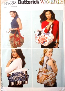 Butterick Waverly 5658 Bolso de Mano Bolso de Compras de Hombro Forrado Bolsillo Interior a Presión - Imagen 1 de 9