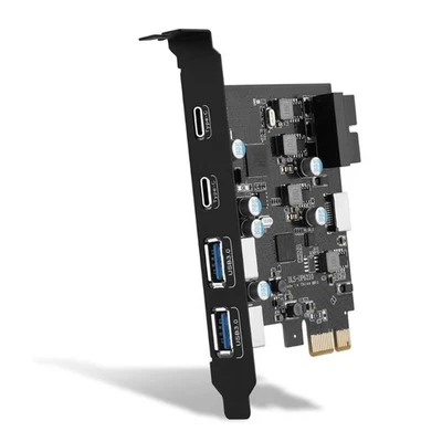 6 Port USB PCIE Card Adapter 2x USB C 2x USB A USB PCIE Card Front Panel Mount - Image 1 of 4