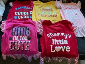 5 Assorted Girl Dog Dresses Sz L Back length 16" EUC - Picture 1 of 6