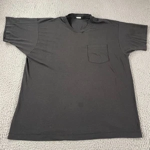Vintage 90s Blank Black T Shirt Mens Fit 2XL Single Stitch Plain FOTL Pocket USA - Bild 1 von 15