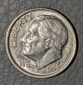 1990-P 10C Dime Proof Like Extra Shiny Double Rim Error Full Torch Most Bands - Picture 1 of 9