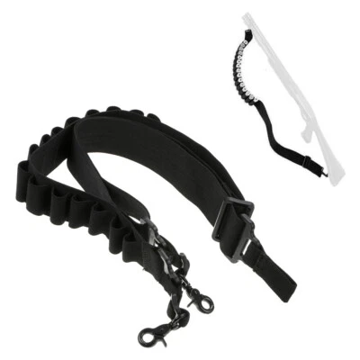Tactical 2 Point Gun Shotgun Sling 15 Shell Ammo Holder Bandolier 12Ga Pouch - Image 1 of 4