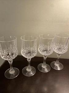 Cristal D’ARQUES DURAND LONGCHAMP WATER/WINE SET OF FOUR GLASSES 7 1/4” - Picture 1 of 5