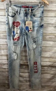 NWT YMI Wannabettabutt Juniors Light Blue Mid Rise Skinny Jeans Size 7 FLAW J382 - Picture 1 of 5